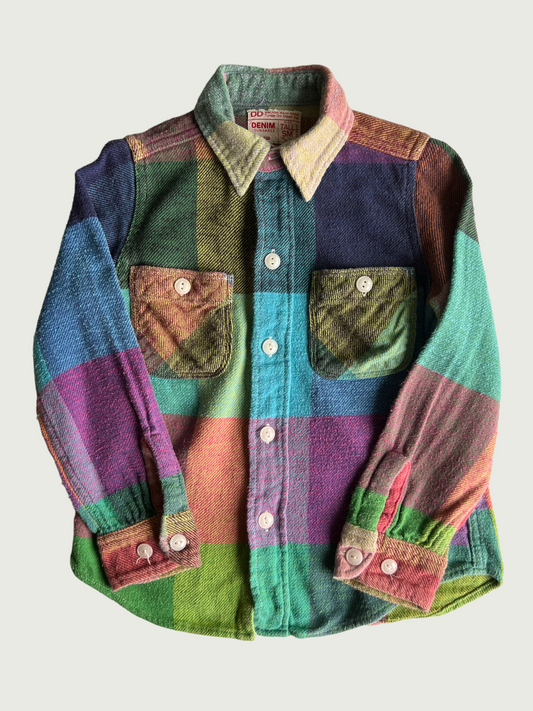 Vintage Denim Dungaree kids Plaid multi flannel shirt