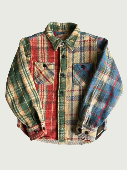 Vintage Denim Dungaree kids Plaid flannel shirt