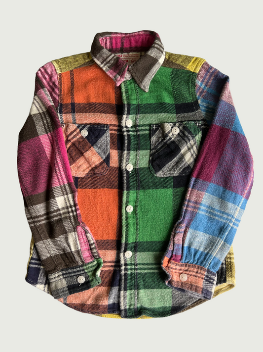 Vintage Denim Dungaree kids Multi plaid flannel shirt