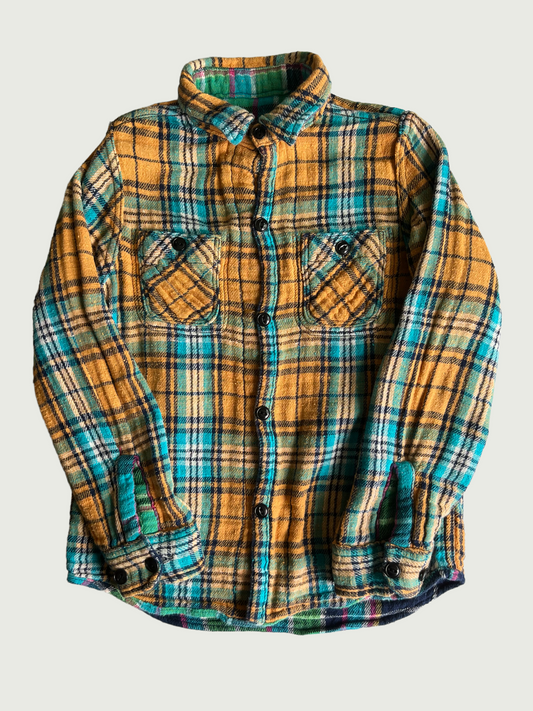 Vintage Denim Dungaree kids Reversible plaid flannel shirt