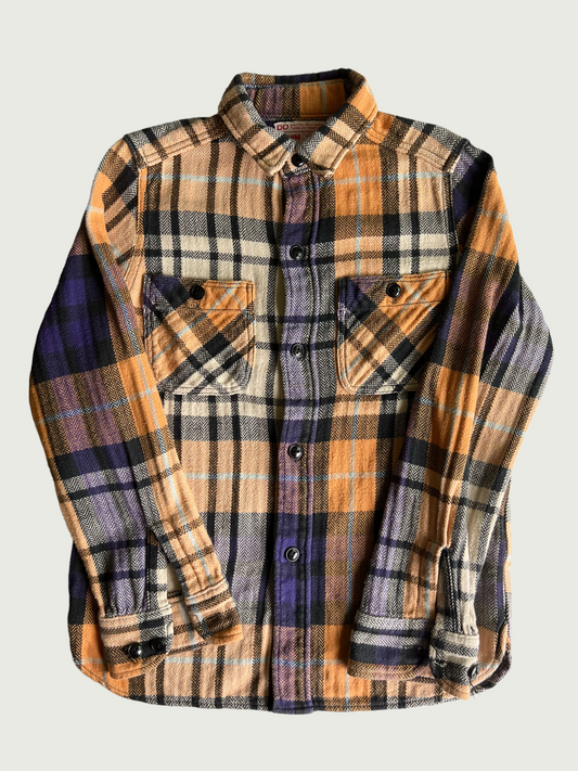 Vintage Denim Dungaree kids Herringbone plaid flannel shirt