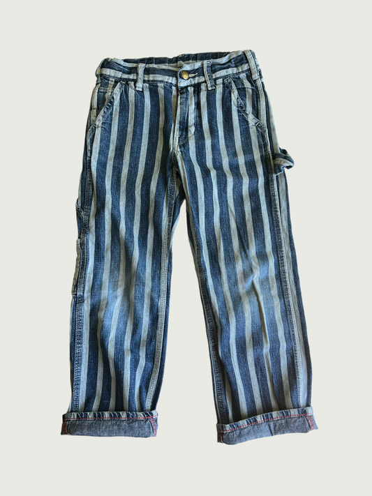 Vintage Denim Dungaree kids Two-toned indigo stripe utility pant