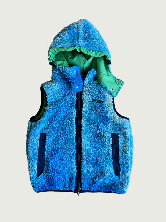Vintage Denim Dungaree kids Tie dye reversible sherpa vest