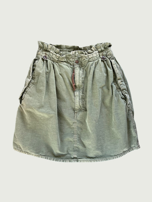 Vintage Denim Dungaree ruffled military skirt