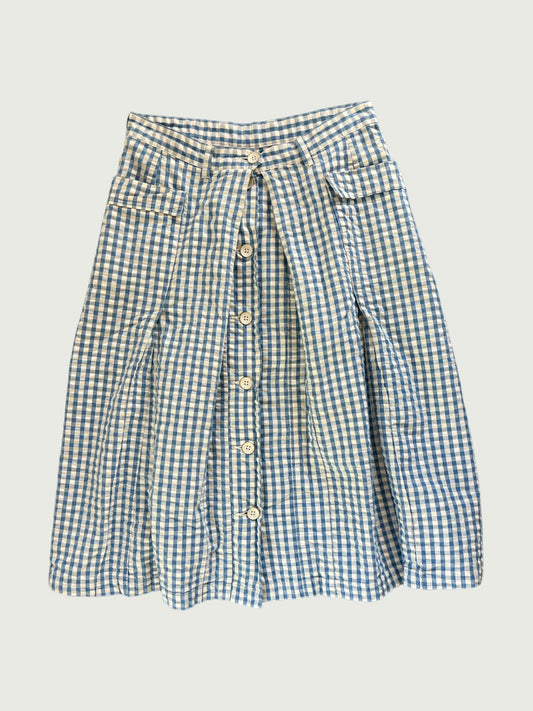 Vintage Beams Boy seersucker gingham button front skirt