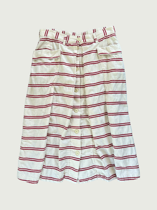 Vintage Beams Boy horizontal bar stripe button front skirt
