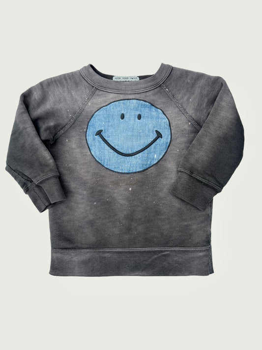Vintage Denim Dungaree kids Smiley French terry sweatshirt