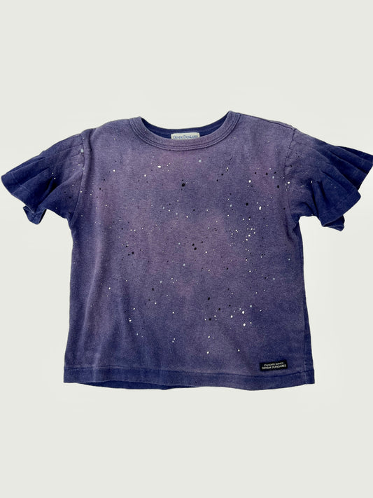 Vintage Denim Dungaree kids Paint splattered ruffle T-shirt