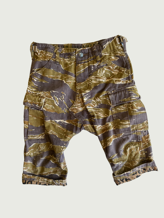 Vintage Denim Dungaree kids Dropped crotch tiger camo cargo pant
